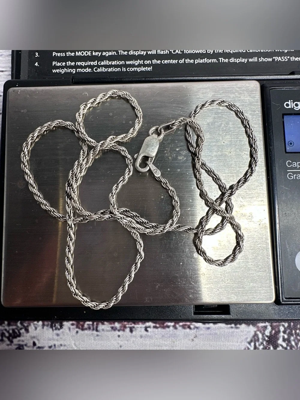Vintage Sterling Silver 20” Rope Chain Necklace Signed IBB 925 Italy 5.9g